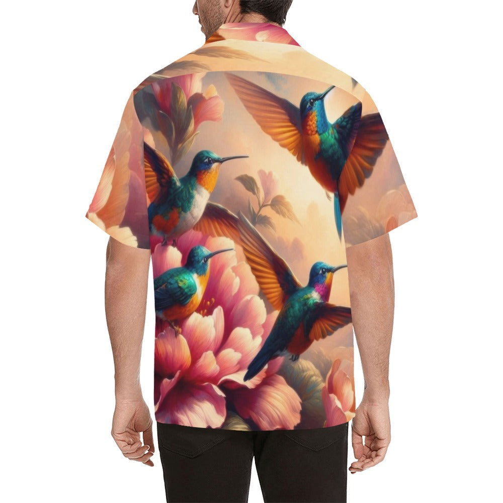 Multicolor Hummingbirds Hawaiian Shirt without pocket