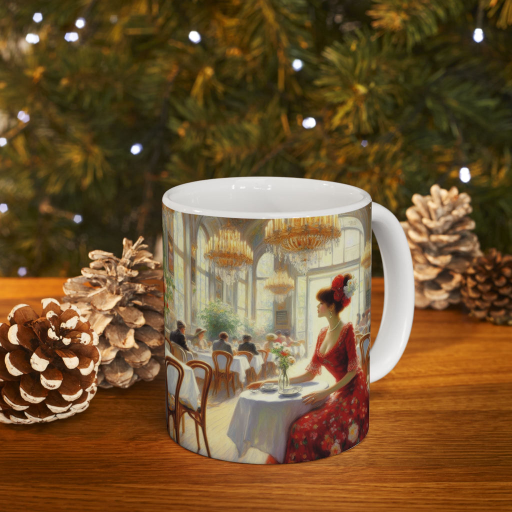 Claudia Ceramic Mug — Elegant Retro Portrait Coffee Cup (11oz, 15oz)
