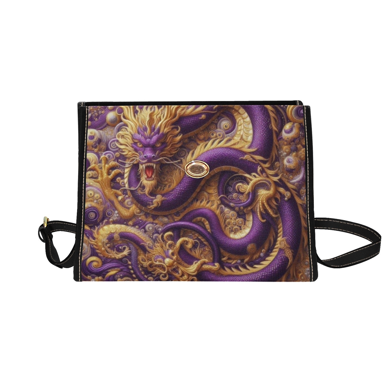 Purple Dragon Satchel Waterproof Canvas Bag