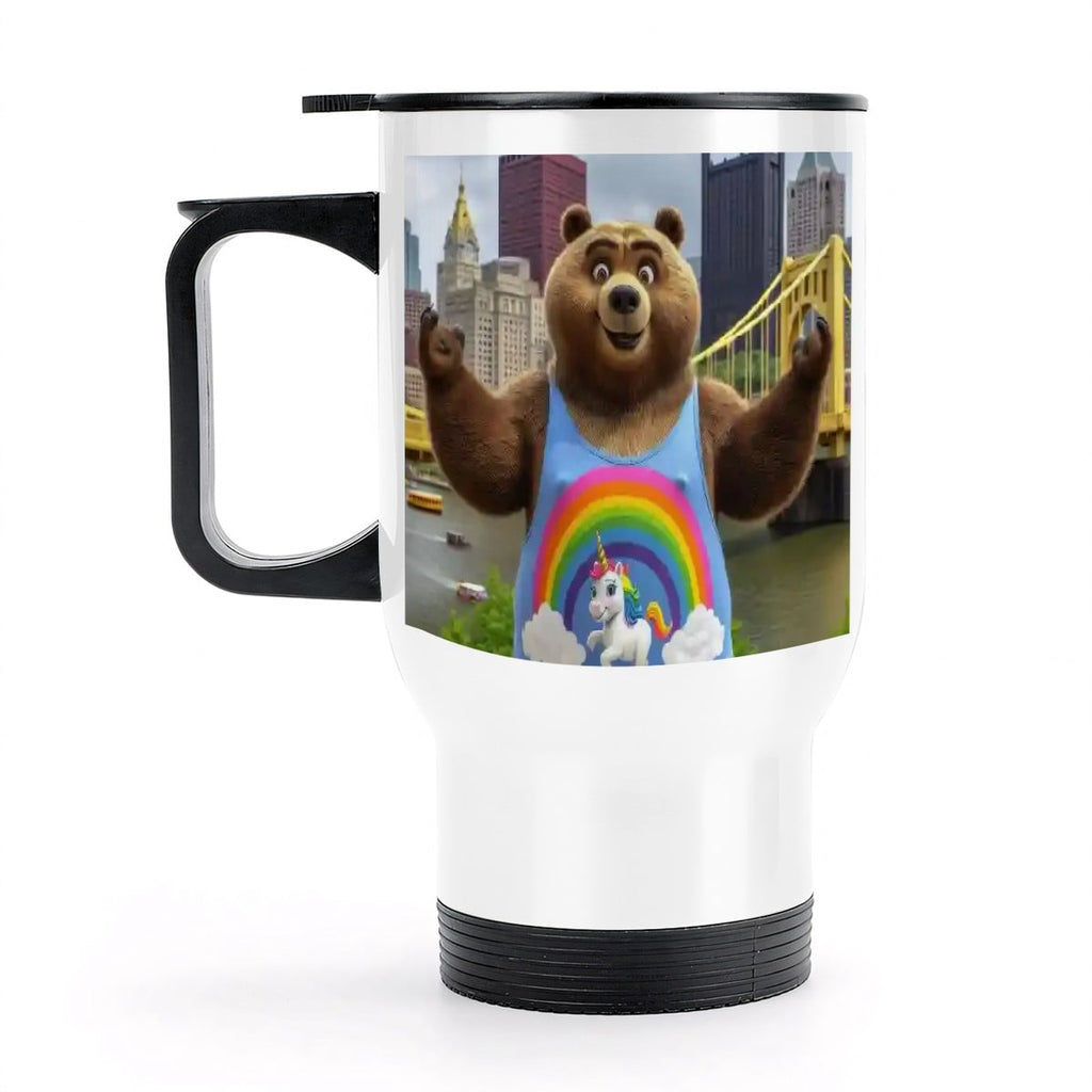 Travel Coffee Mug with Handle (14oz) Made in USA - Multiple Designs