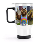 Travel Coffee Mug with Handle (14oz) Made in USA - Multiple Designs