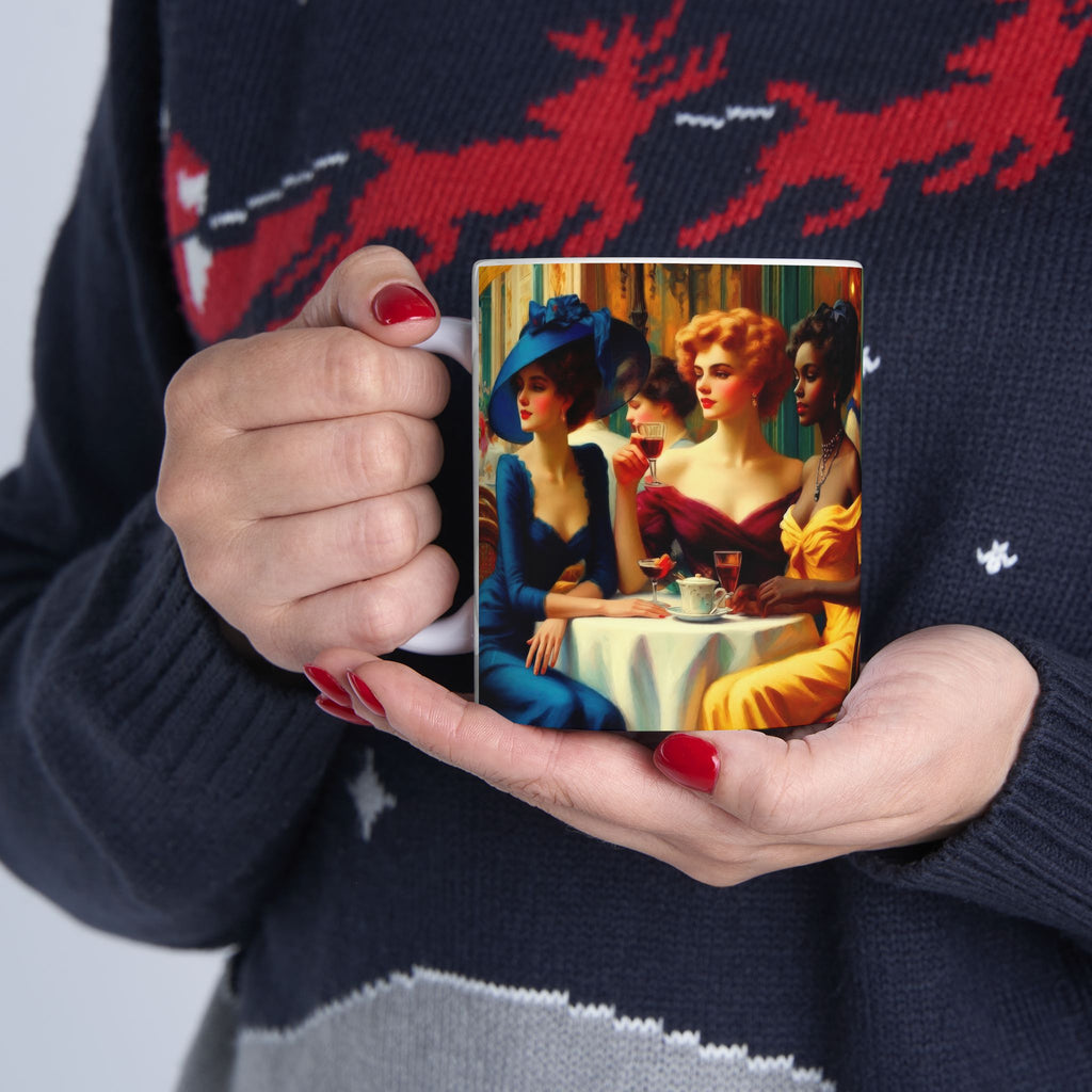 Ladies Who Lunch Ceramic Mug — Elegant Retro Portrait Coffee Cup (11oz, 15oz)