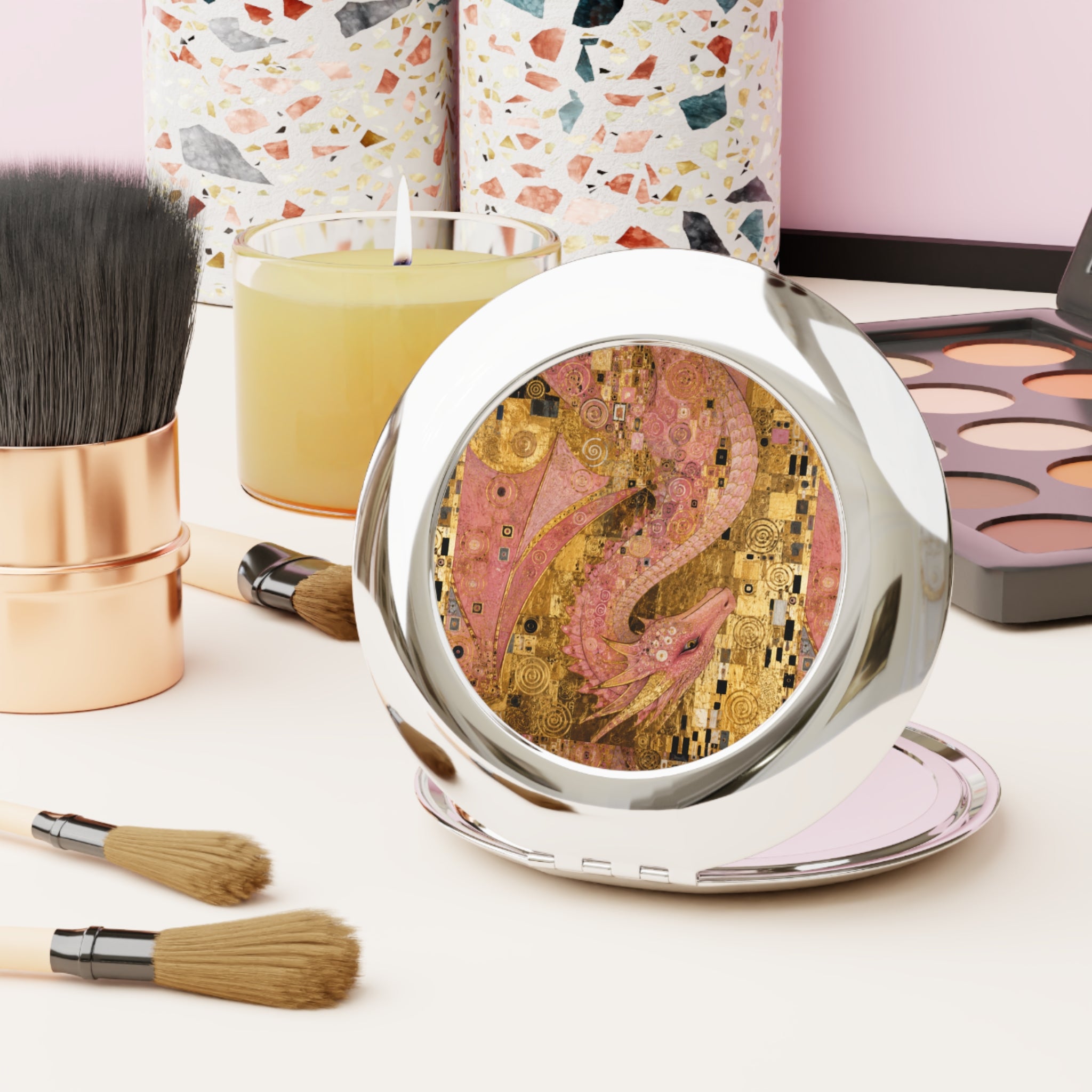 Pink Dragon Vintage Travel Mirror