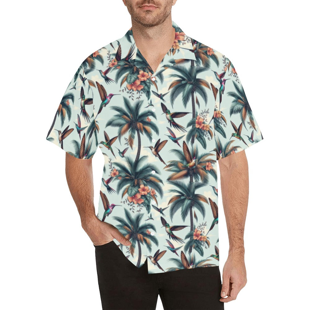 Hummingbirds and Palms Hawaiian Shirt without pocket