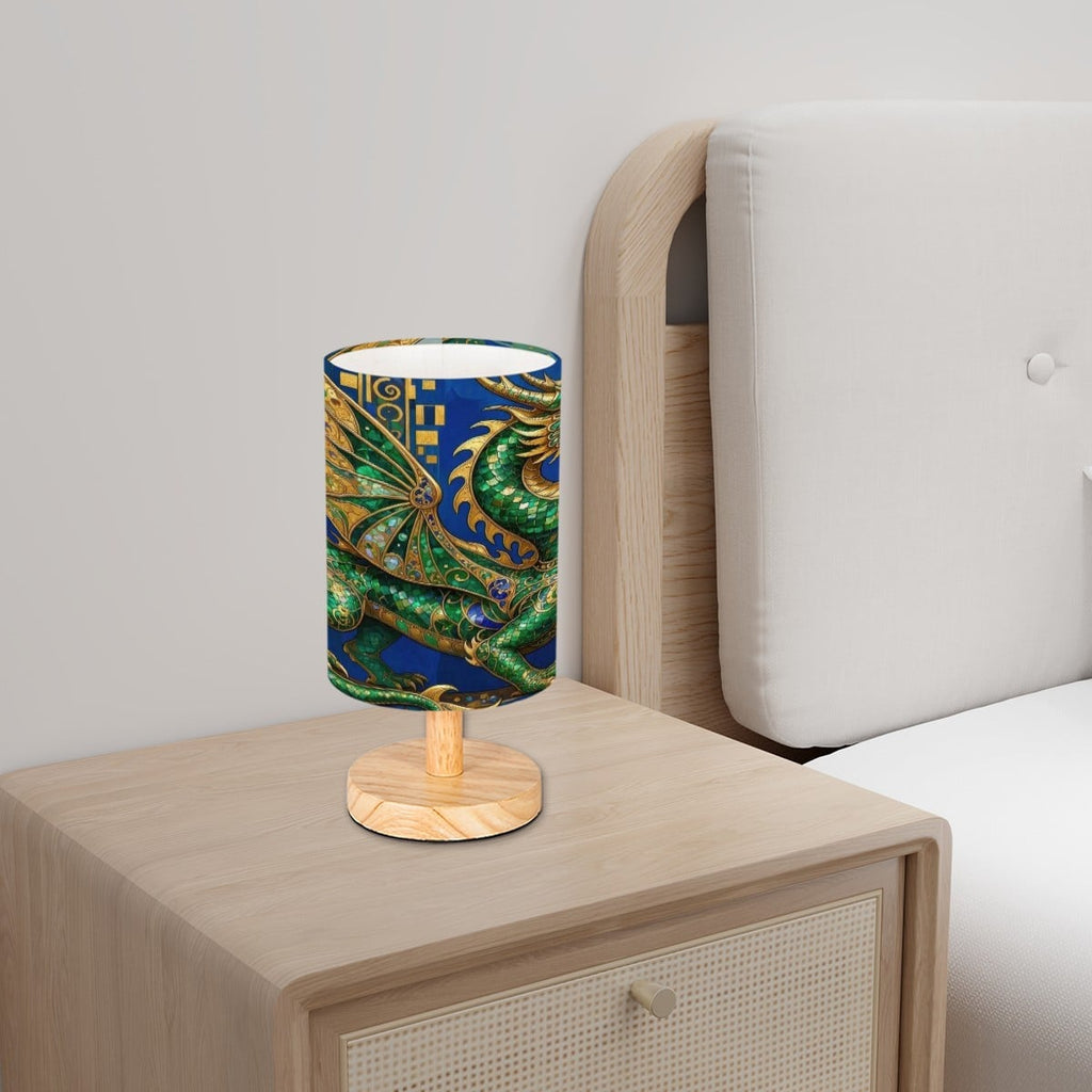 Emerald Dragon Cylindrical Table Lamp