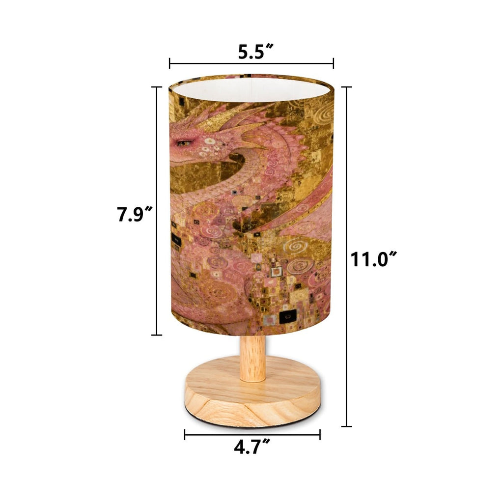 Pink Dragon Cylindrical Table Lamp