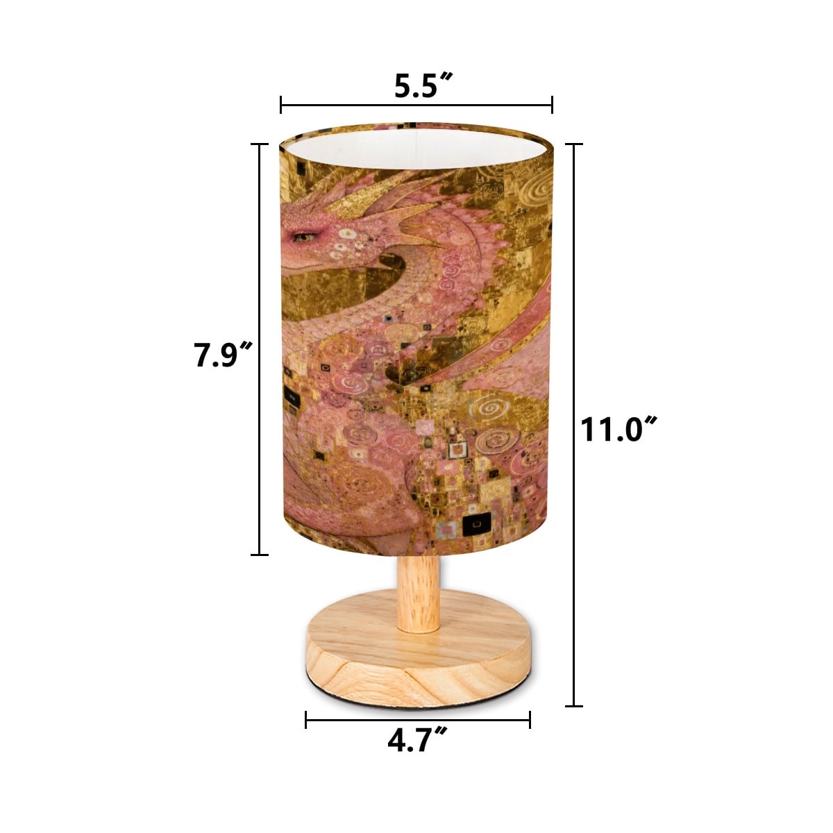 Pink Dragon Cylindrical Table Lamp
