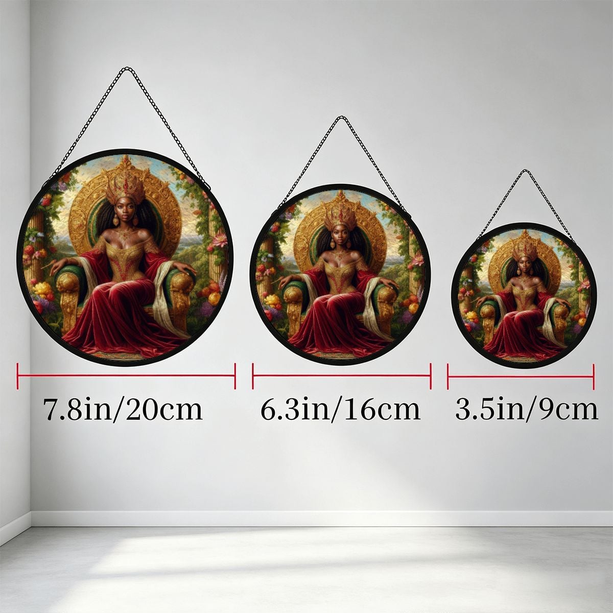 The Enthroned Queen Stained Glass Effect Suncatcher Window Hanging (Made in USA)