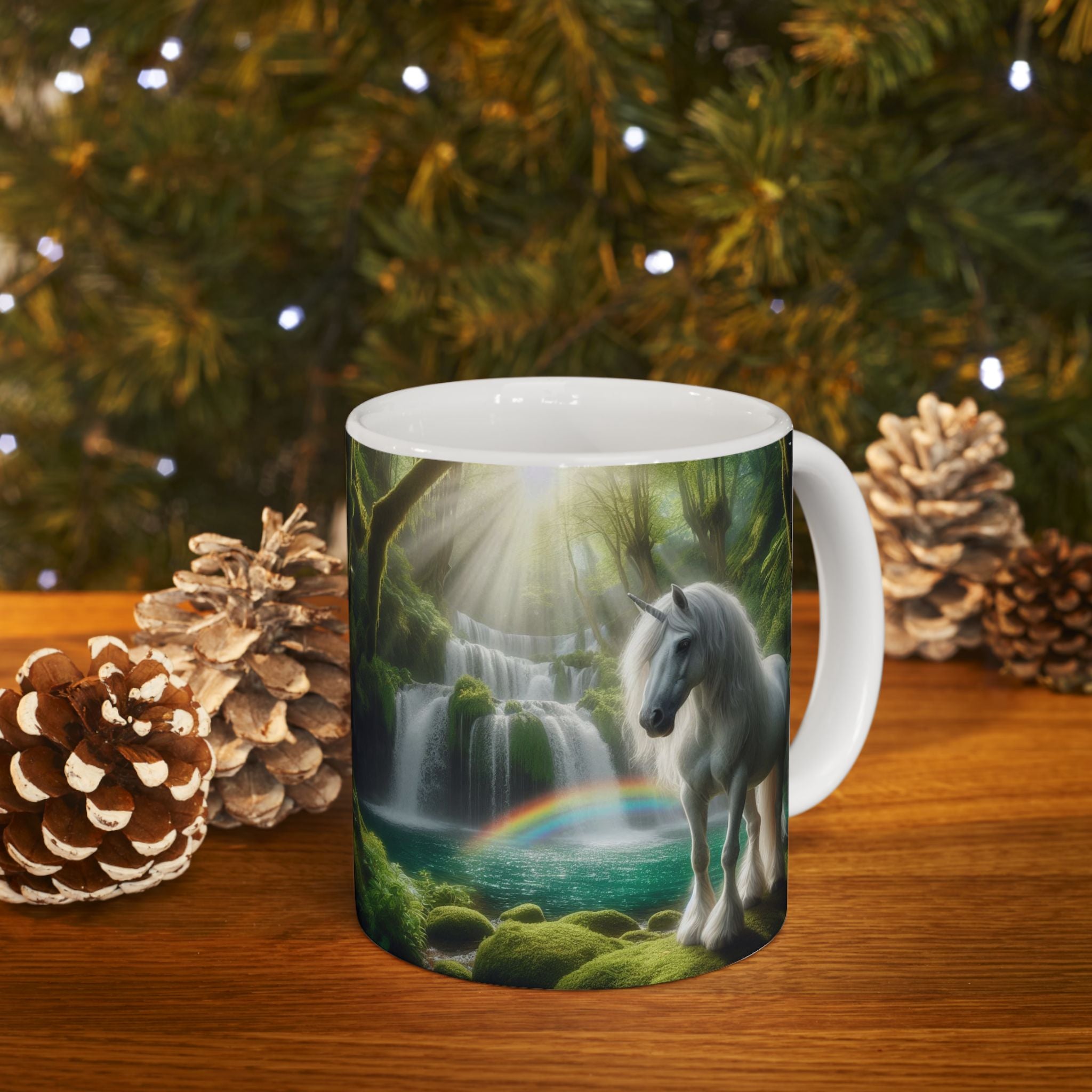 Unicorn by a Waterfall Ceramic Mug by Gregg Acini Adoree Designs