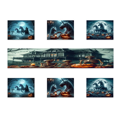 Halloween Unicorns Mixed Table Runner Placemat Set 7 Pieces