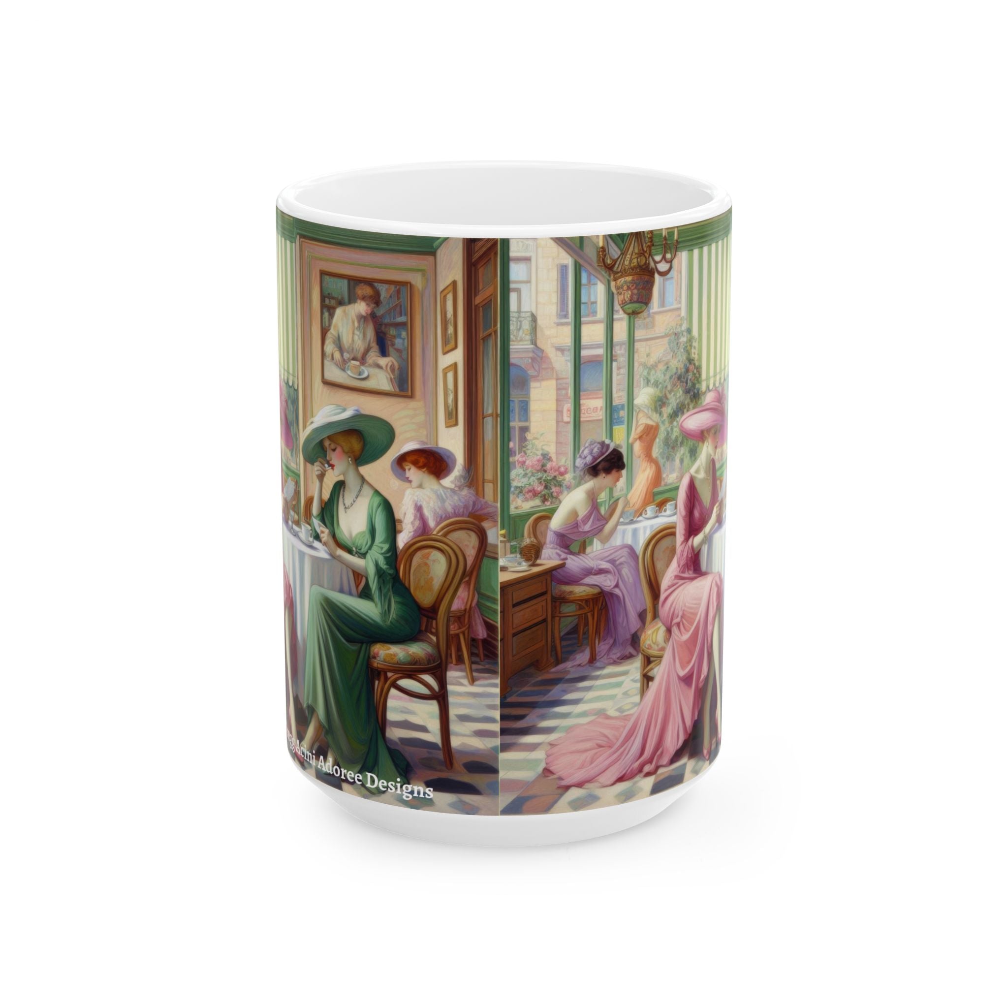 Kiffe Cafe Ceramic Mug — Elegant Retro Portrait Coffee Cup (11oz, 15oz)