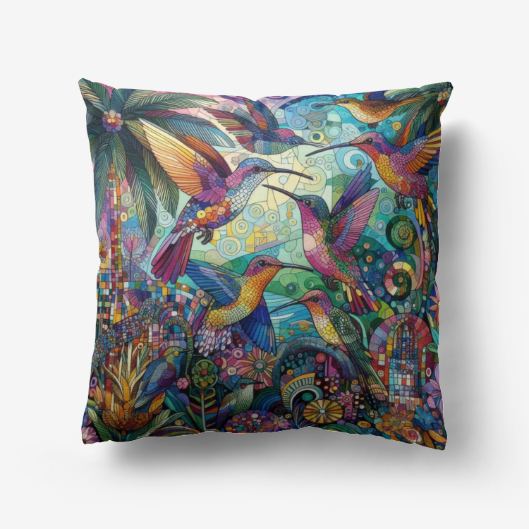 Hummingbird Kaleidoscope Home Goods Premium Hypoallergenic Throw Pillow