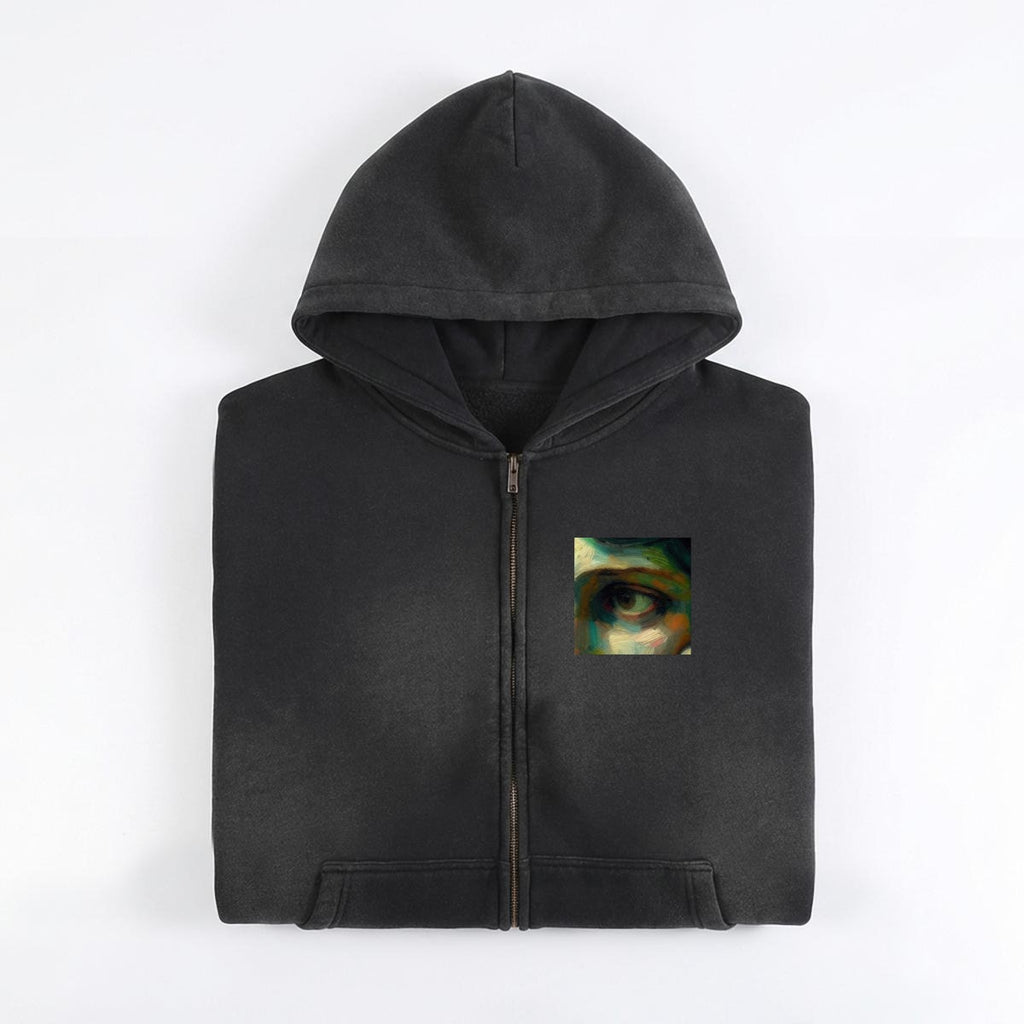 Pensive Medusa Fleece Lined Gradient Washed Zip Hoodie