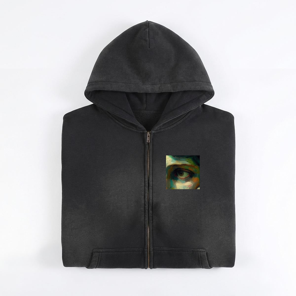 Pensive Medusa Fleece Lined Gradient Washed Zip Hoodie