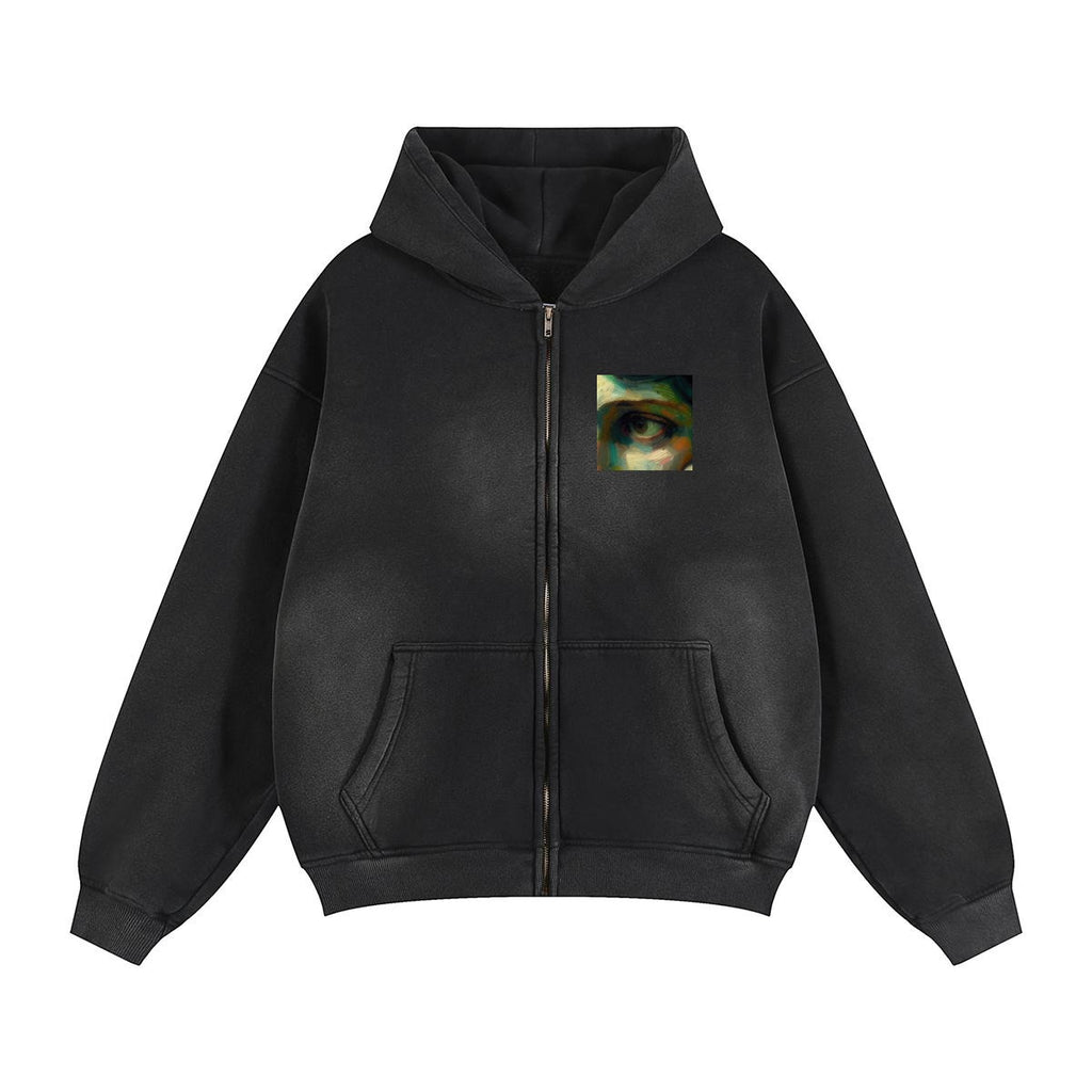 Pensive Medusa Fleece Lined Gradient Washed Zip Hoodie