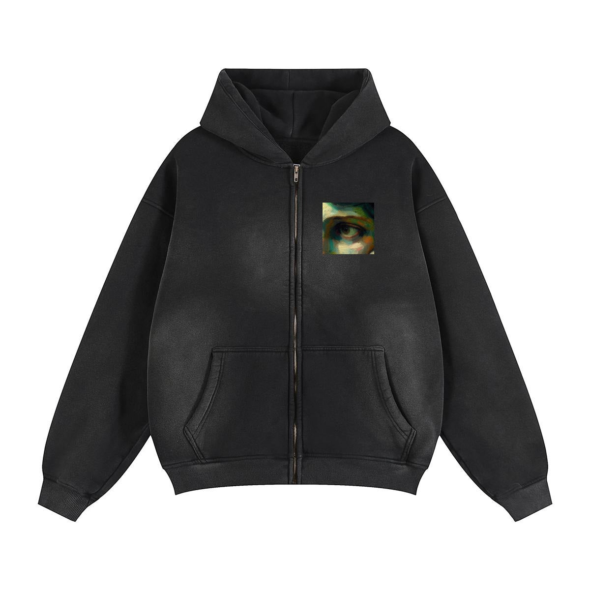 Pensive Medusa Fleece Lined Gradient Washed Zip Hoodie