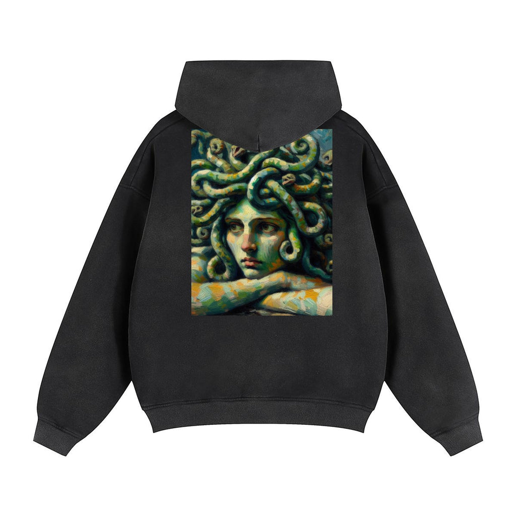 Pensive Medusa Fleece Lined Gradient Washed Zip Hoodie