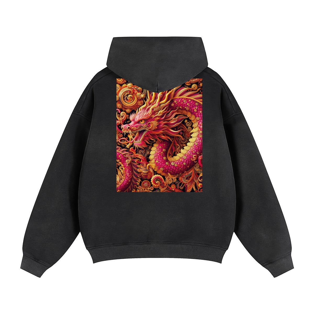 Bold Pink Dragon Fleece Lined Gradient Washed Zip Hoodie