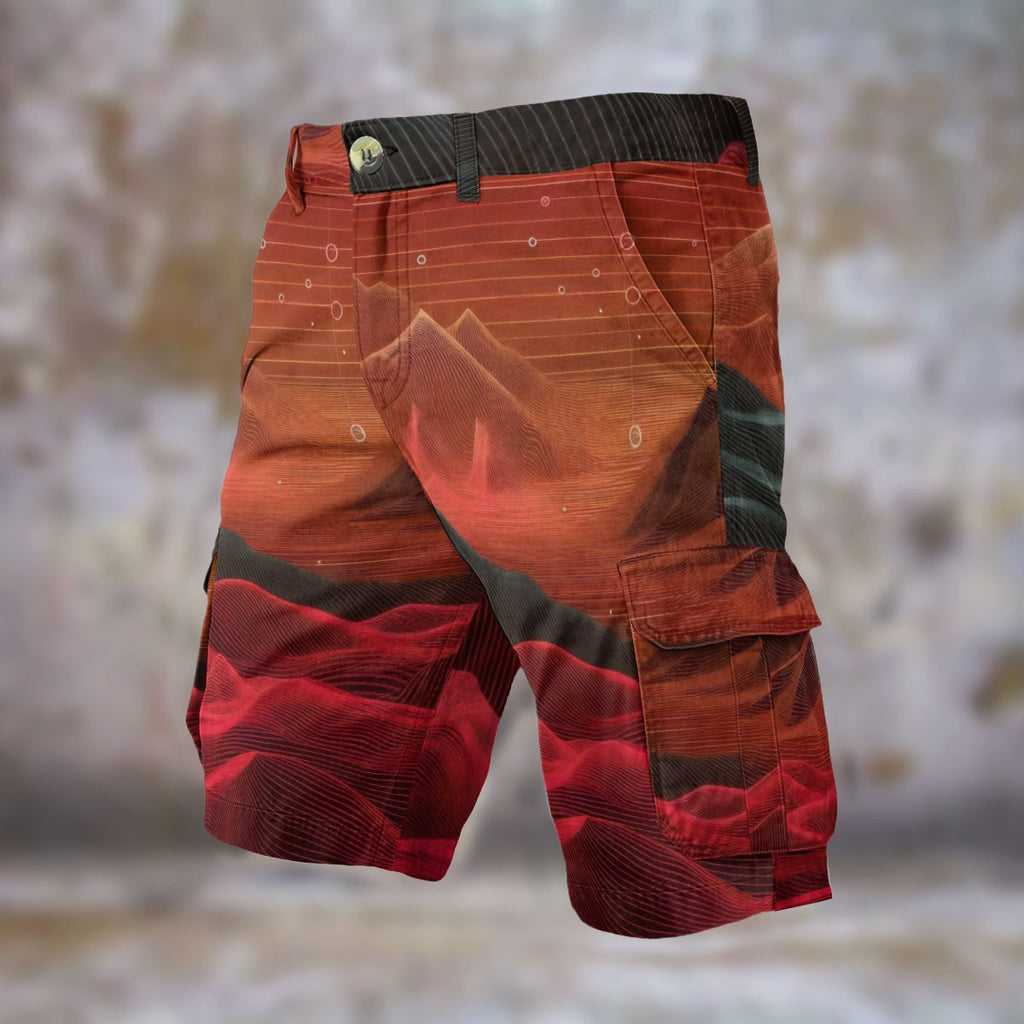 Crimson Waves Cargo Shorts