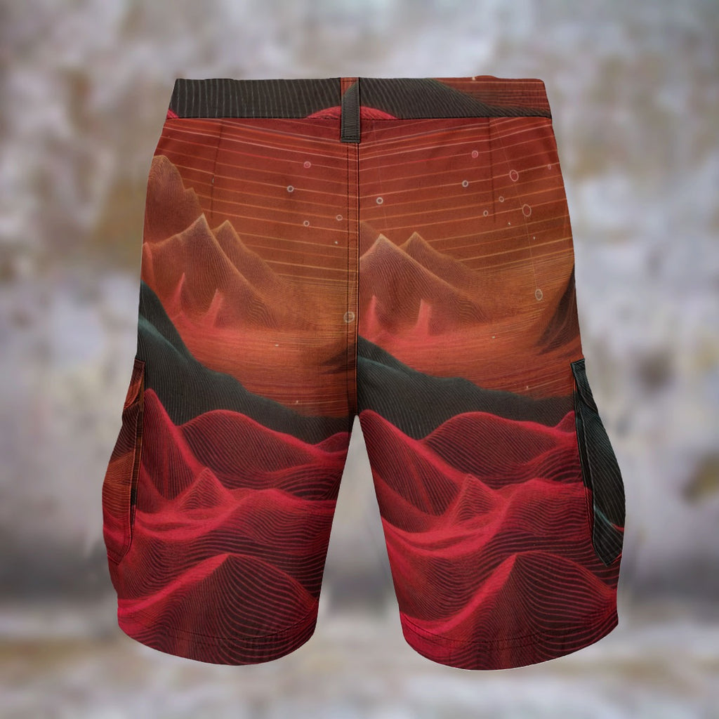 Crimson Waves Cargo Shorts