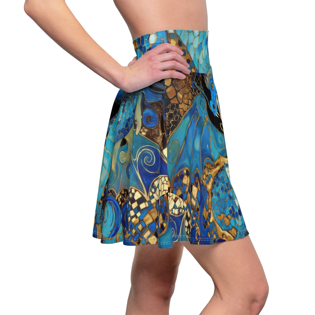 Teal Dragon Skater Skirt | Fantasy Wearable Art