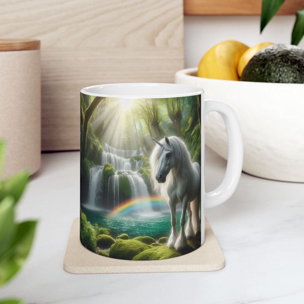 Unicorn by a Waterfall Ceramic Mug by Gregg Acini Adoree Designs