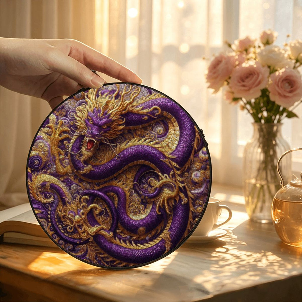 Purple Dragon Stained Glass Effect Suncatcher Window Hanging (Made in USA)