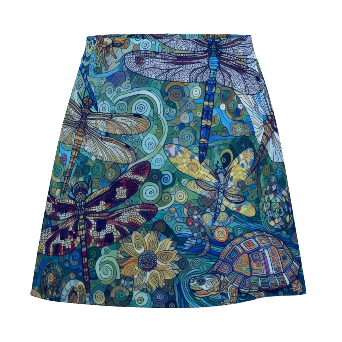 Teal Dragonflies Mini Skirt
