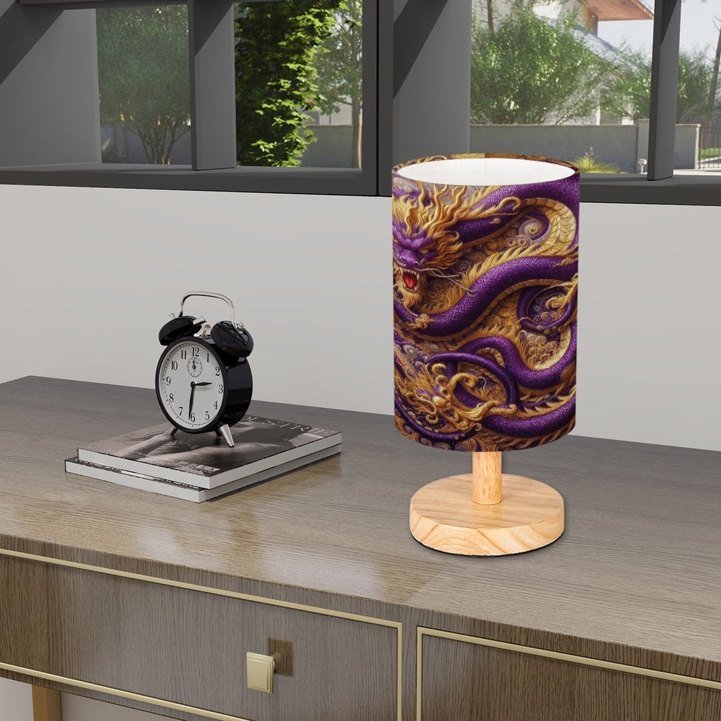 Purple Dragon Cylindrical Table Lamp