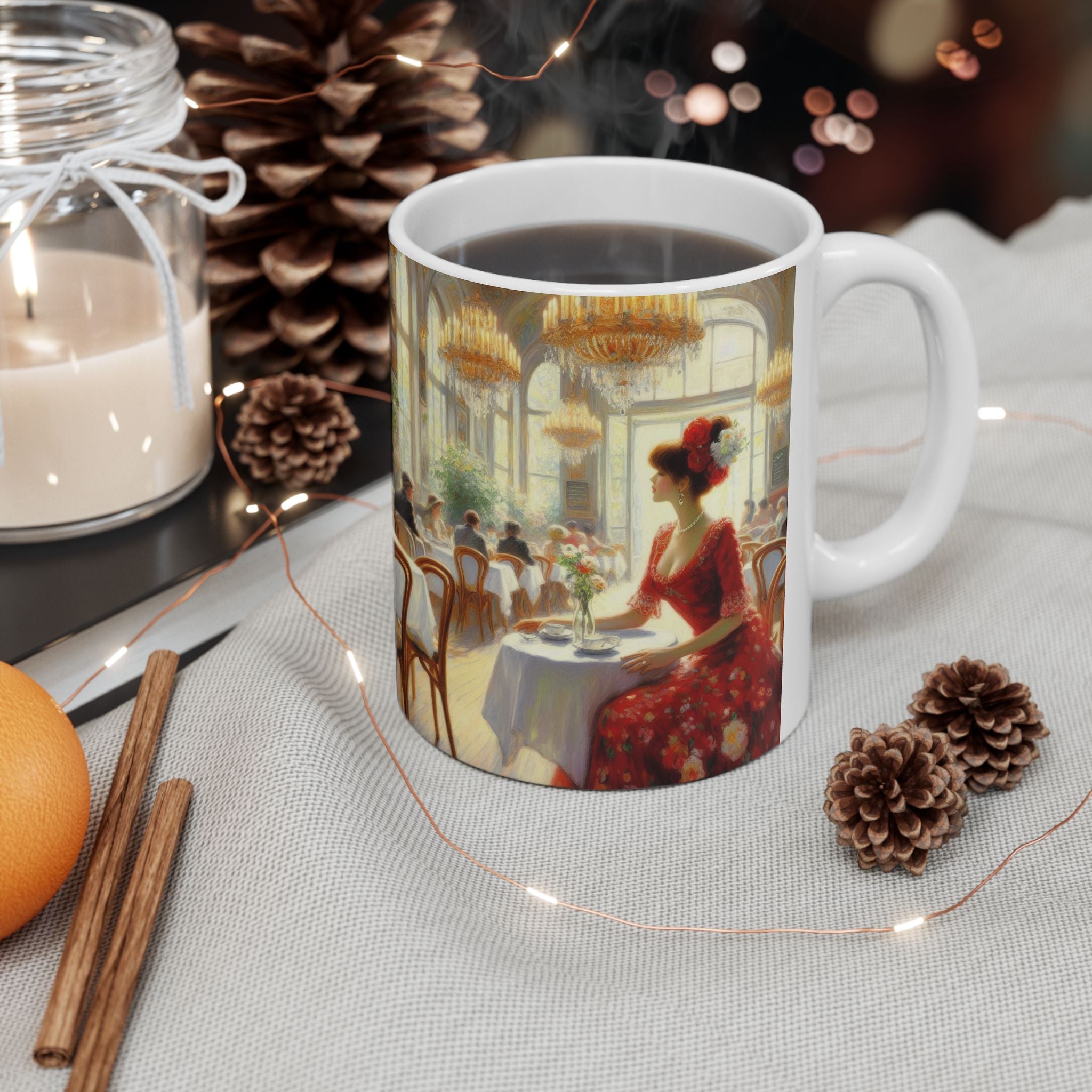 Claudia Ceramic Mug — Elegant Retro Portrait Coffee Cup (11oz, 15oz)