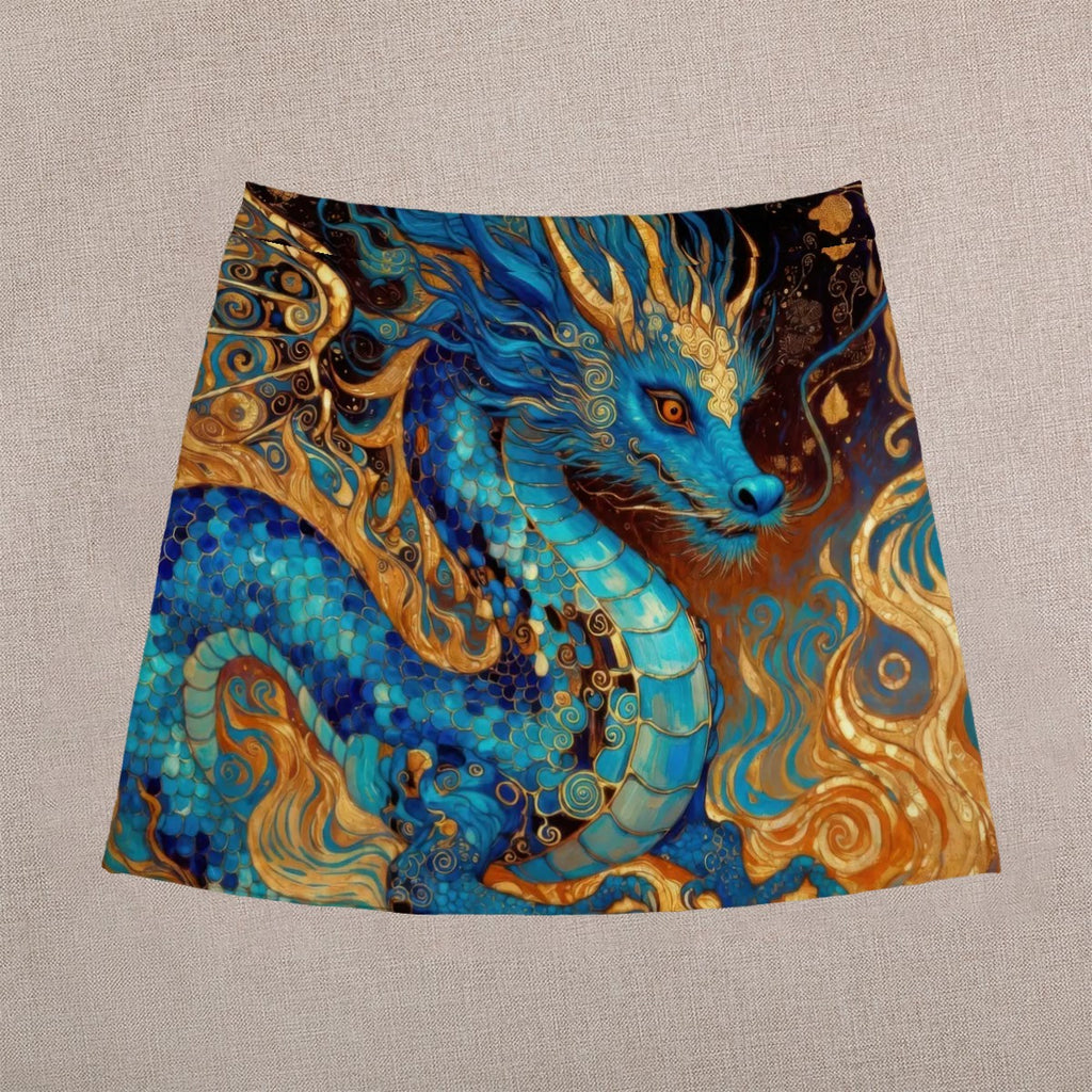 Blue Gold Dragon Mini Skirt | Fantasy Wearable Art