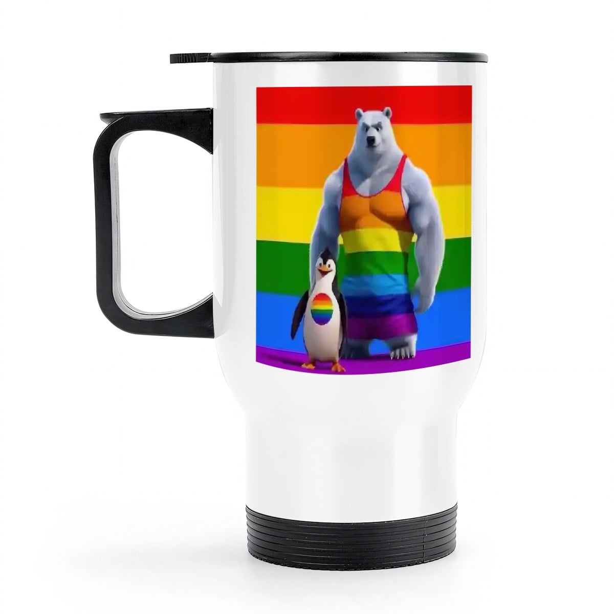 Travel Coffee Mug with Handle (14oz) Made in USA - Multiple Designs