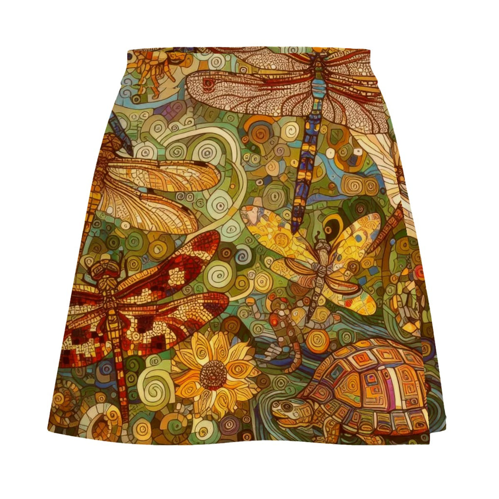 Orange Dragonflies Mini Skirt