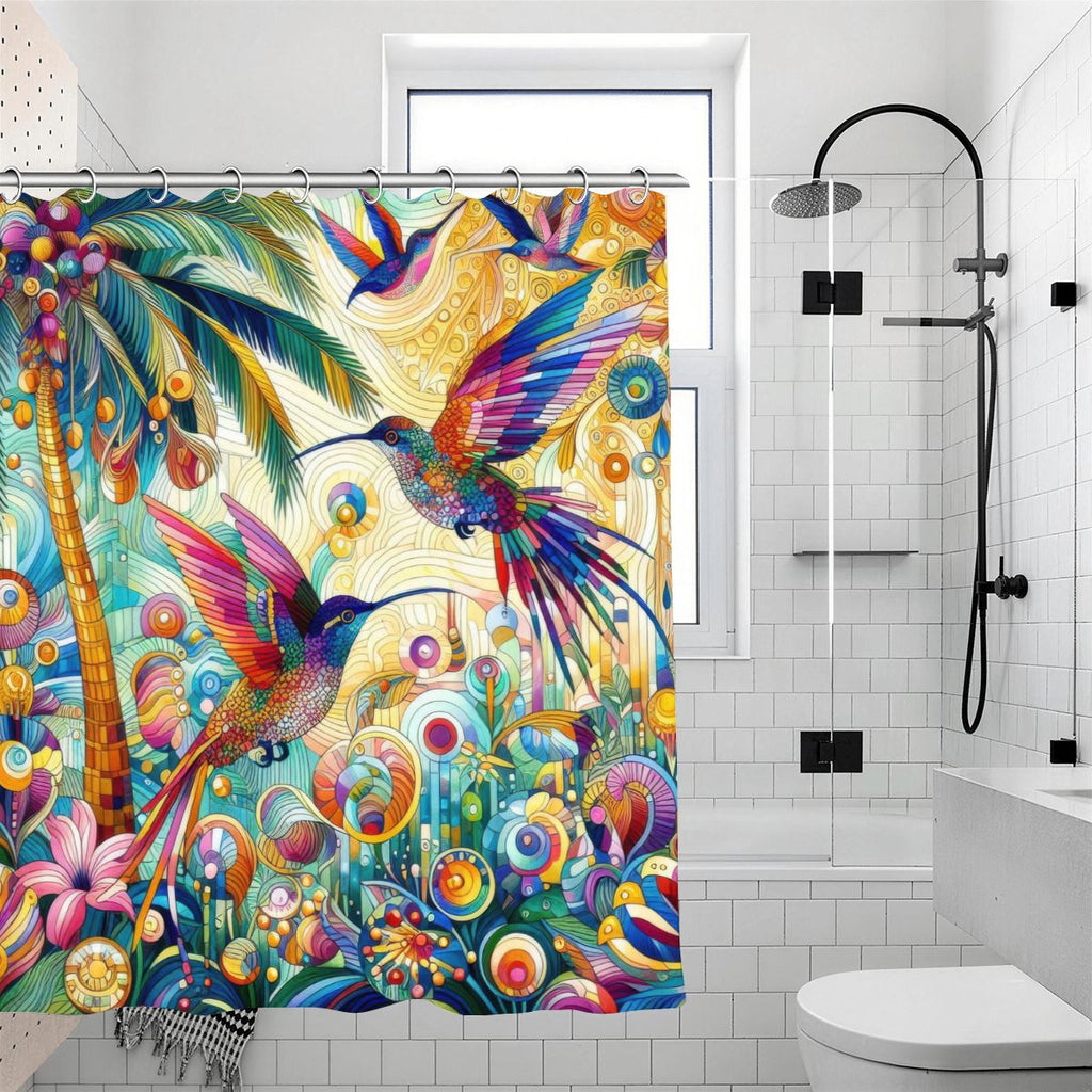 Tropical Hummingbirds Shower Curtain 70.8"x70.8" (Made in USA)