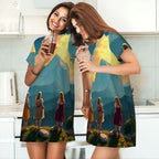 Loose Short-Sleeve Nightgown (Multiple Designs Set 1 - First image shows selected design)