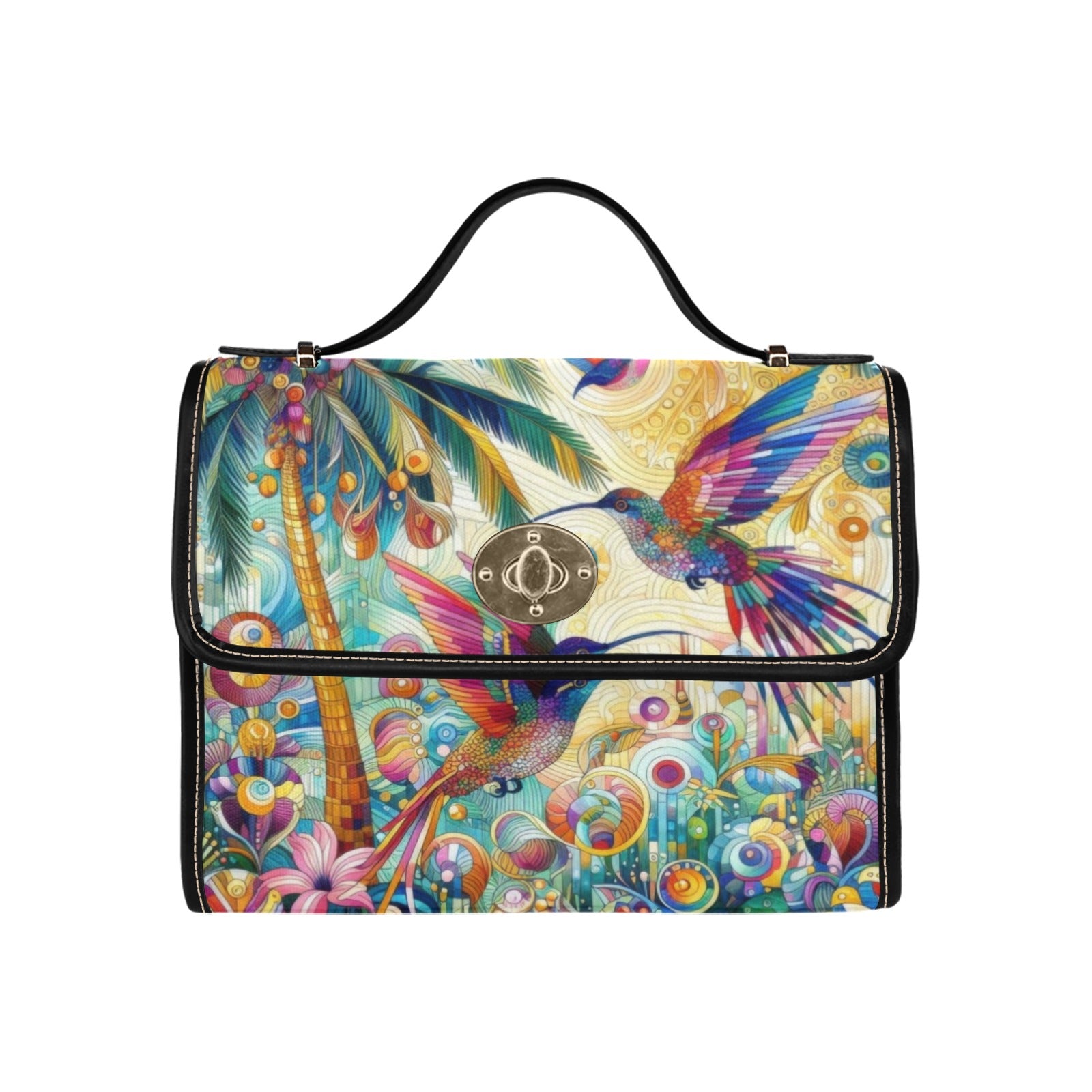 Tropical Hummingbirds Satchel Waterproof Canvas Bag