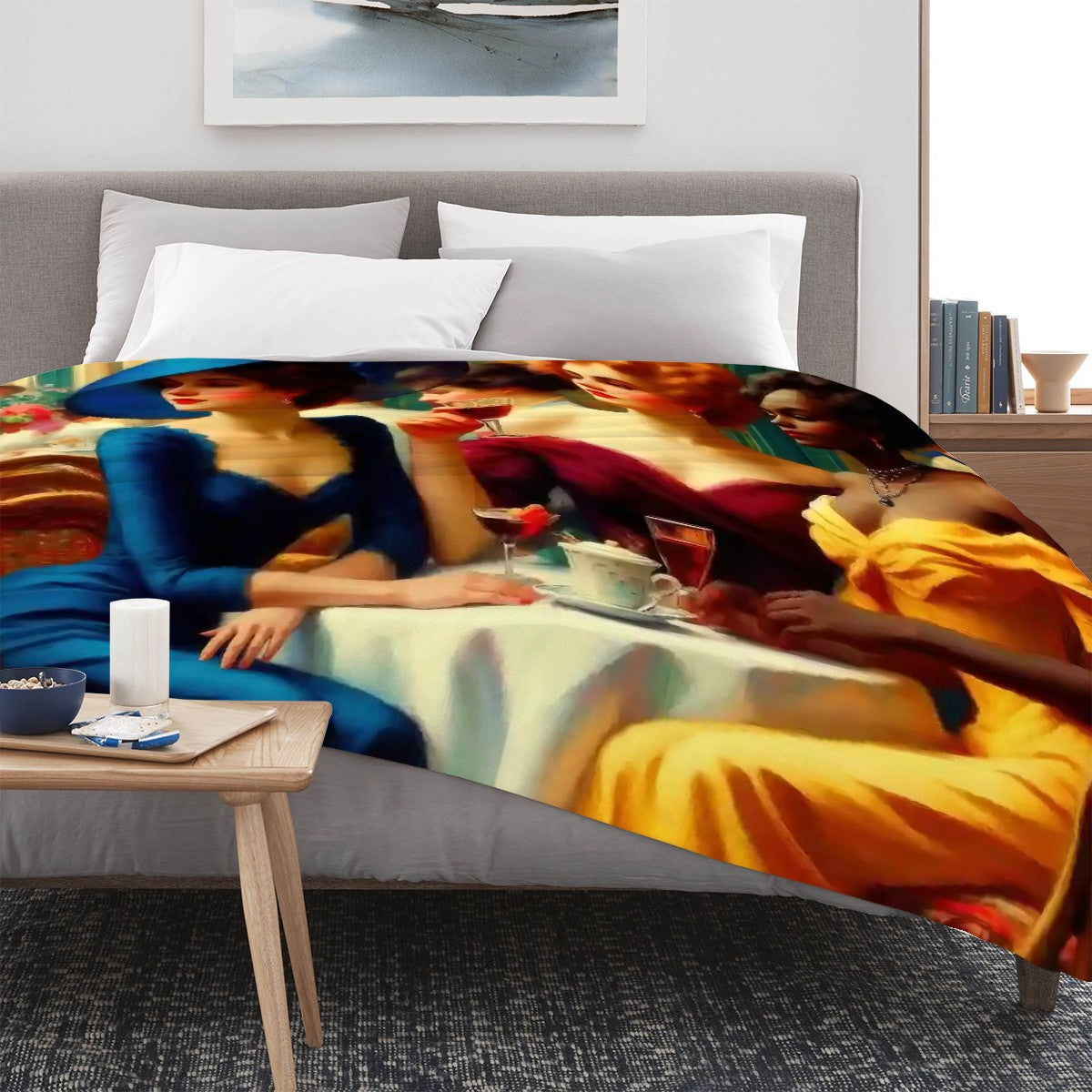 Ladies Who Lunch 300 GSM Flannel Throw Blanket (Made in USA)