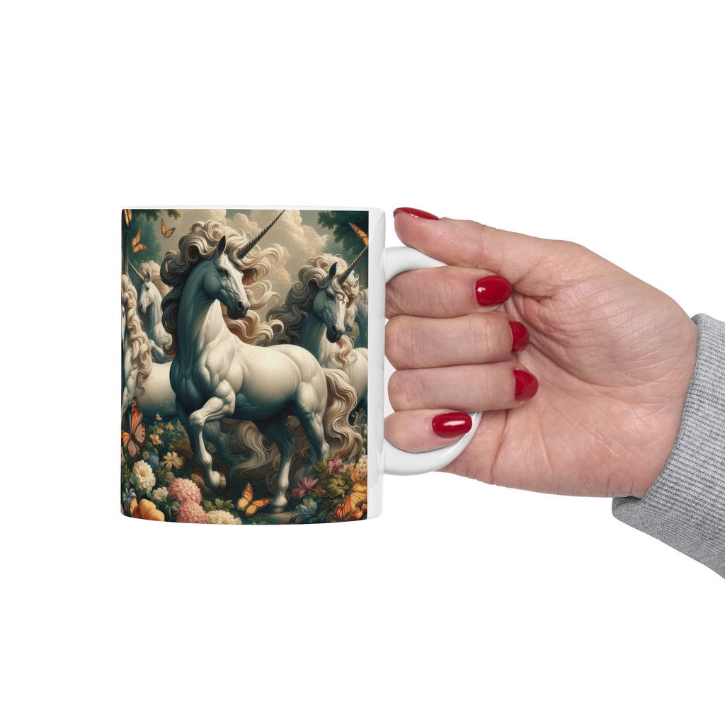 Unicorns and Butterflies Ceramic Mug by Gregg Acini Adoree Designs