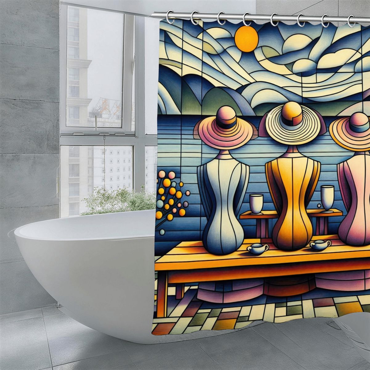 Ladies Facing the Sea Shower Curtain 70.8"x70.8" (Made in USA)