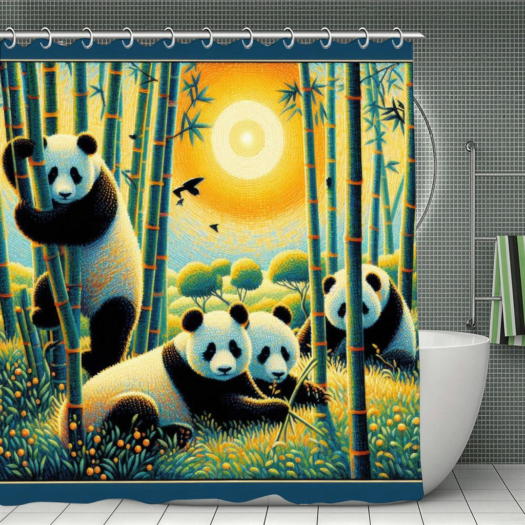 Panda Family Shower Curtain 70.8"x70.8" (Made in USA)