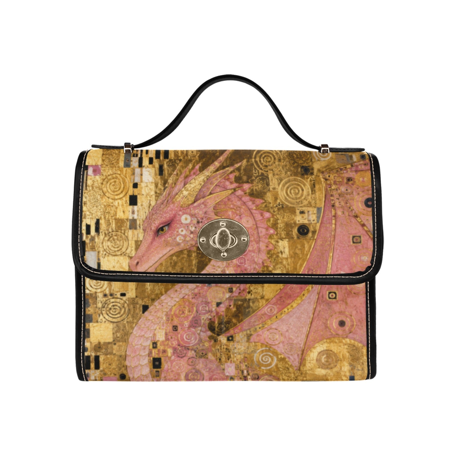 Pink Dragon Satchel Waterproof Canvas Bag