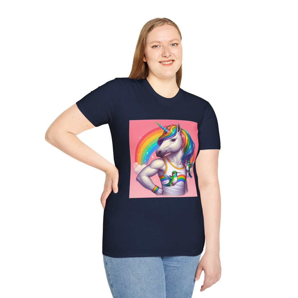 Fabulous Unicorn T-Shirt — Rainbow Muscle Unicorn Graphic Tee