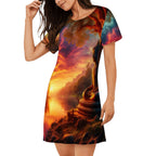 Loose Short-Sleeve Nightgown (Multiple Designs Set 1 - First image shows selected design)
