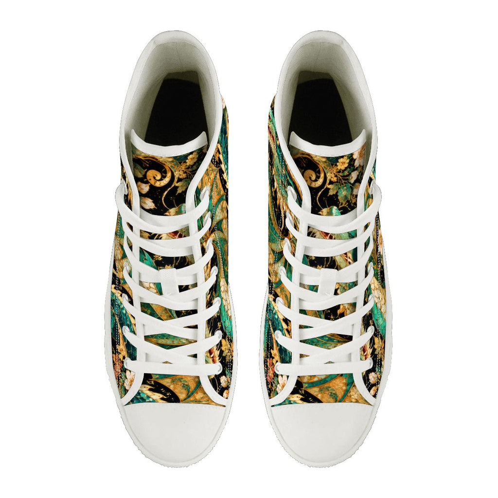 Gilded Jade Dragon Unisex High Top Canvas Shoes (women's sizes)