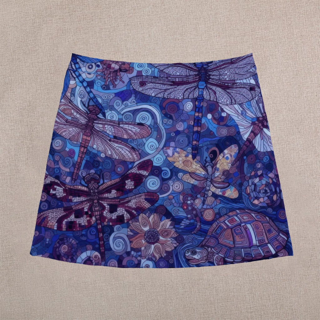 Dark Blue Dragonflies Mini Skirt
