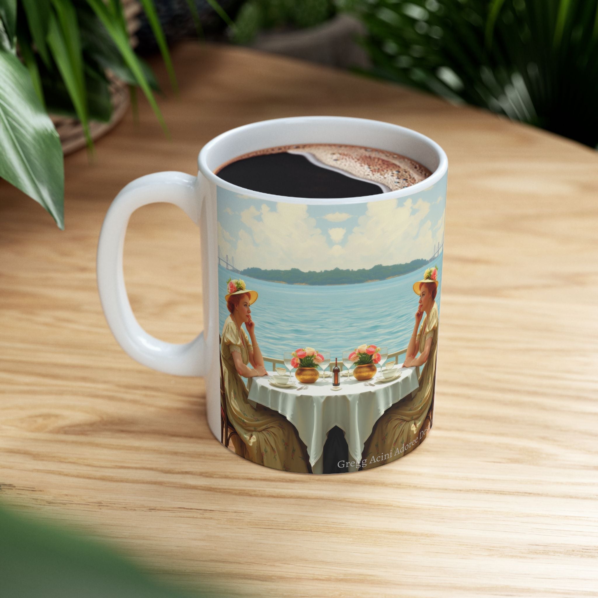 Dahlia by the Lake Ceramic Mug by Gregg Acini Adoree Designs
