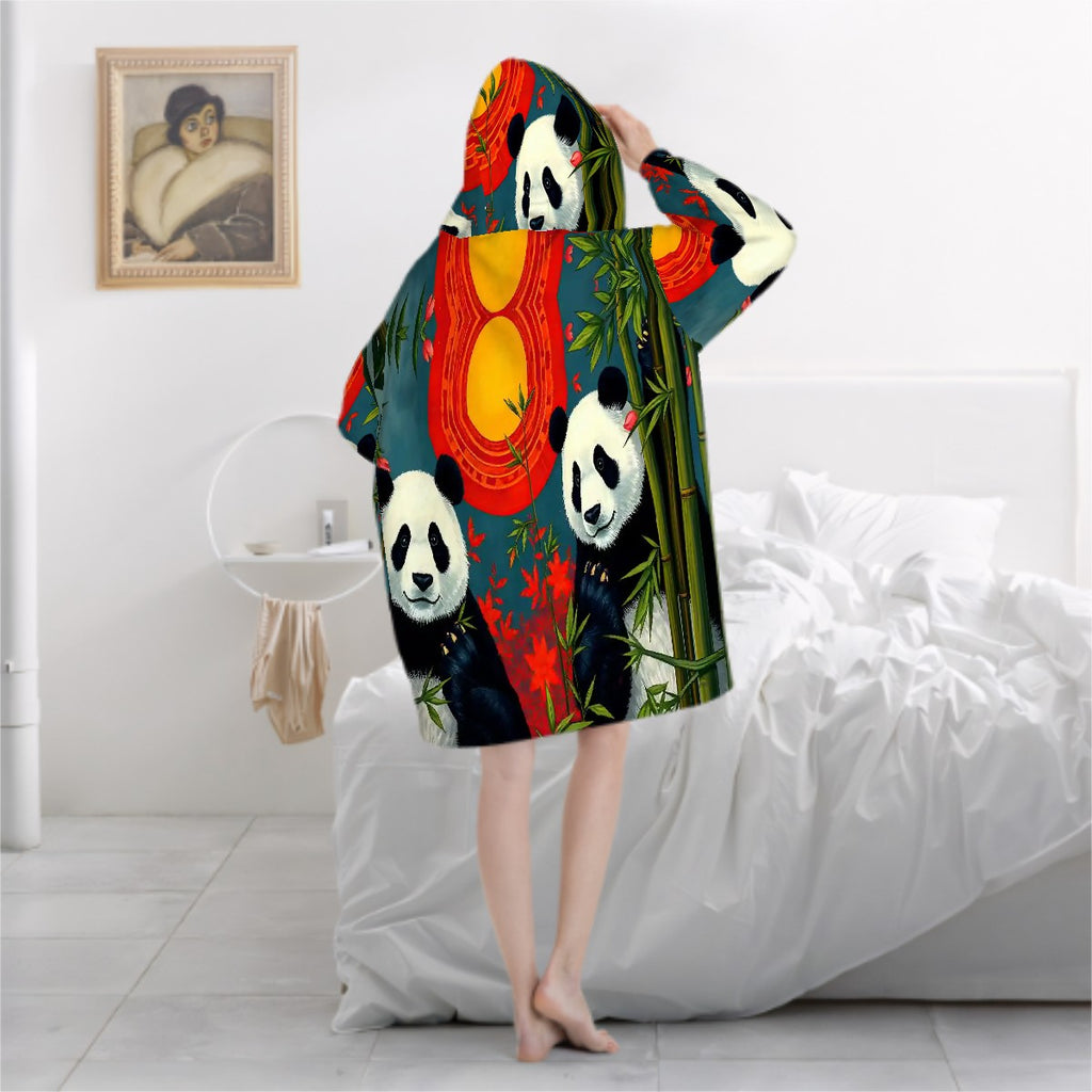 Panda Sunset Adult Blanket Hoodie