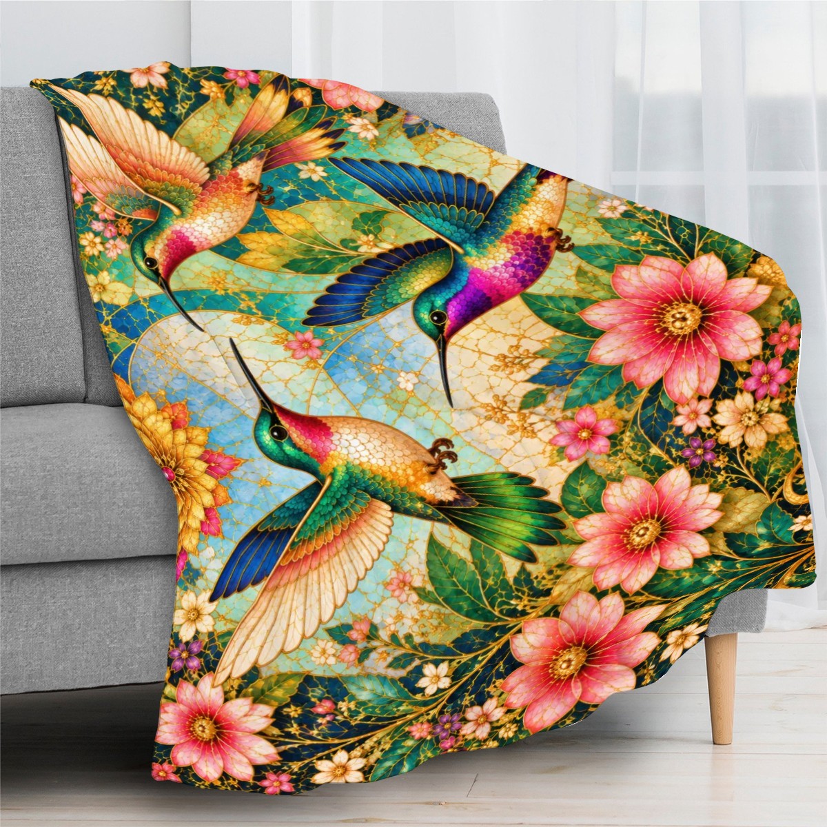 Garden of Gilded Wings Flannel Throw Blanket | Made in USA
