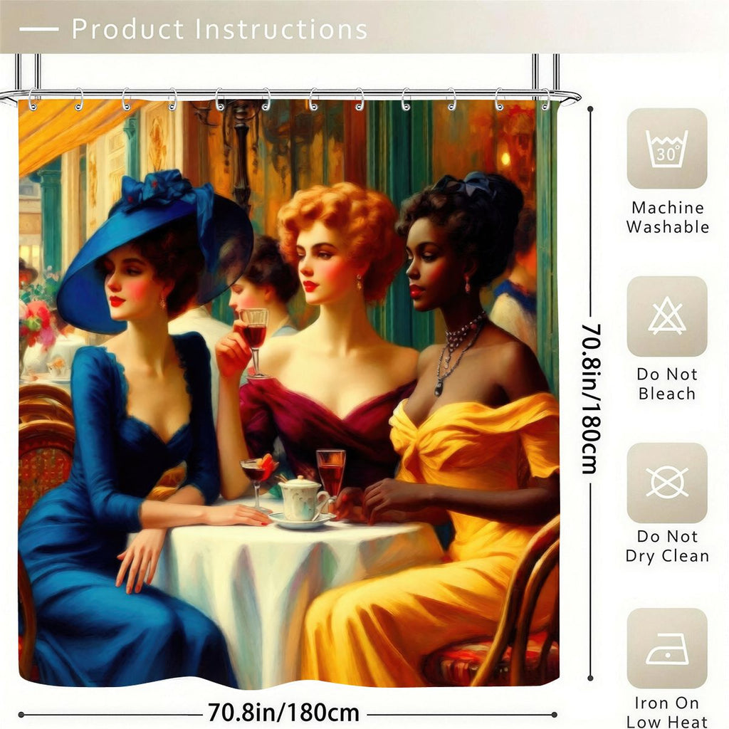 Ladies who Lunch Shower Curtain | Belle Époque Dining Art
