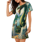 Loose Short-Sleeve Nightgown (Multiple Designs Set 1 - First image shows selected design)